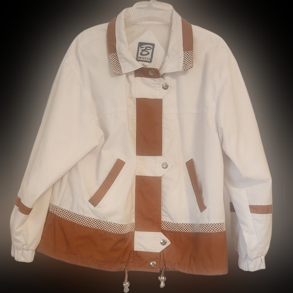 Braetan White Jacket with Brown Accents